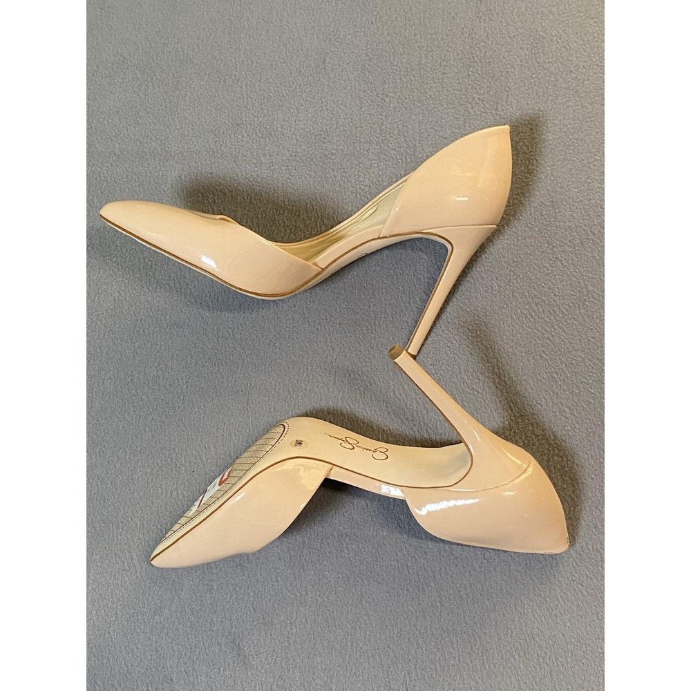 Jessica Simpson Women's Size 11 D'Orsay High Heel Pumps Stiletto Glossy Beige - Picture 3 of 6